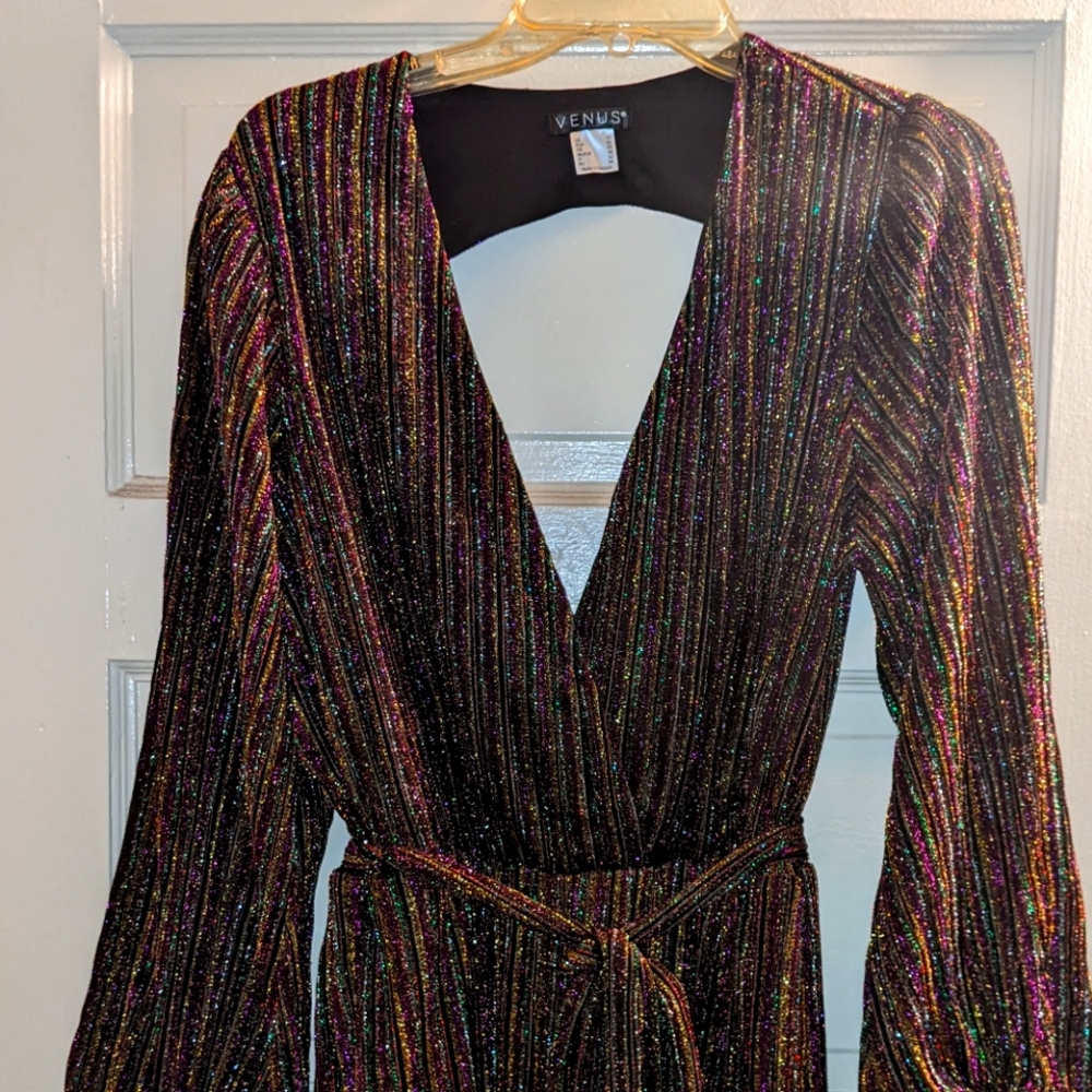 Deep V Sparkle Jumpsuit